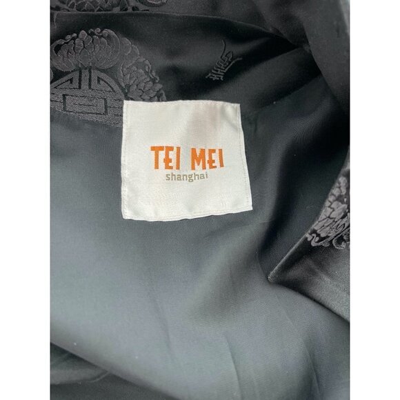 Tei Mei Shanghai Jacket Womens Vintage Asian Motif Embossed Covered Button Black - Picture 4 of 16